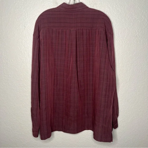 Batik Bay Shirt, Men's Size XL, Red, Button Up Long Sleeve Dress Shirt Plaid. - Picture 5 of 7